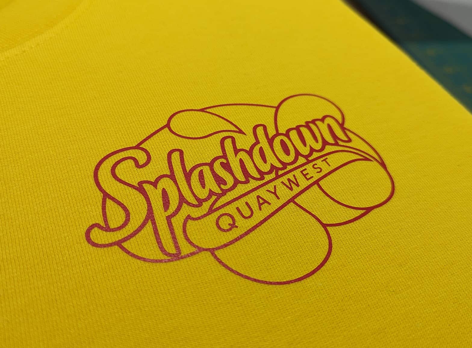 A photo of the Full Colour Vinyl Print process for a job for Splashdown, completed by Clothing Your Way in Paignton, South Devon.